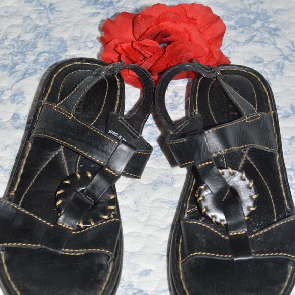 BORNE  BLACK SANDALS  9/40.5 M, MADE IN MEXICO - Picture 2 of 6